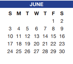 District School Academic Calendar for Crowley Alternative School for June 2018