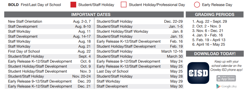 District School Academic Calendar Key for J A Hargrave Elementary
