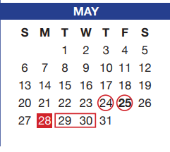 District School Academic Calendar for H F Stevens Middle for May 2018