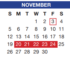 District School Academic Calendar for Crowley Alternative School for November 2017