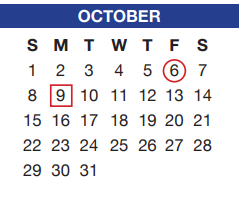 District School Academic Calendar for Crowley H S 9th Grade Campus for October 2017
