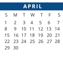 District School Academic Calendar for Reed Elementary School for April 2018