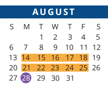 District School Academic Calendar for Dean Middle School for August 2017