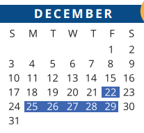 District School Academic Calendar for Moore Elementary School for December 2017