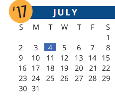 District School Academic Calendar for Sampson Elementary for July 2017