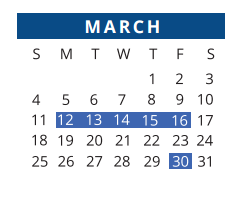 District School Academic Calendar for B F Adam El for March 2018