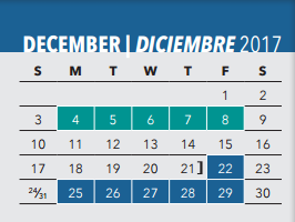 District School Academic Calendar for F P Caillet Elementary School for December 2017