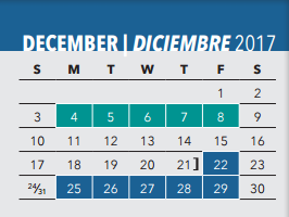 District School Academic Calendar for W E Greiner Middle for December 2017