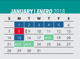 District School Academic Calendar for F G Botello Elementary School for January 2018