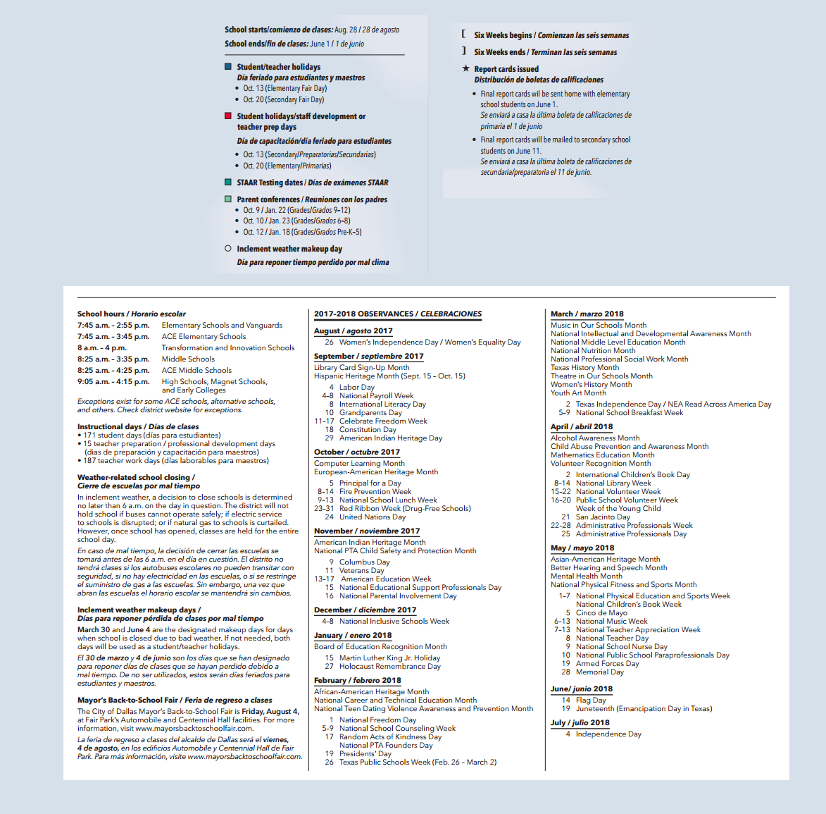 District School Academic Calendar Key for School For The Talented & Gifted