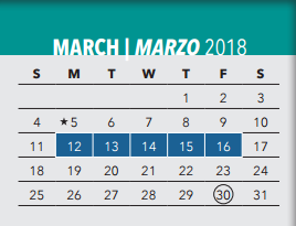 District School Academic Calendar for Arthur Kramer Elementary School for March 2018