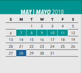 District School Academic Calendar for Jack Lowe Sr Elementary School for May 2018