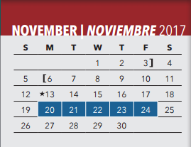District School Academic Calendar for Winnetka Elementary School for November 2017