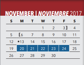 District School Academic Calendar for Arthur Kramer Elementary School for November 2017