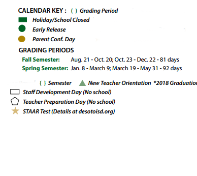 District School Academic Calendar Legend for Northside El