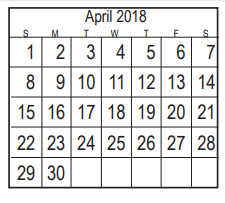 District School Academic Calendar for Deer Park Elementary for April 2018