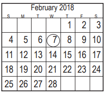 District School Academic Calendar for Parkwood Elementary for February 2018