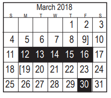 District School Academic Calendar for Deer Park High School for March 2018