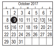 District School Academic Calendar for Parkwood Elementary for October 2017