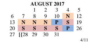 District School Academic Calendar for Smith Elementary for August 2017