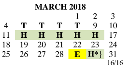 District School Academic Calendar for Hillcrest Elementary School for March 2018