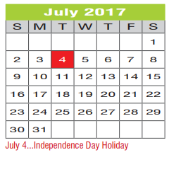 District School Academic Calendar for Navo Middle School for July 2017