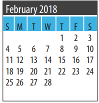District School Academic Calendar for Galveston Co J J A E P for February 2018