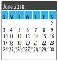 District School Academic Calendar for Galveston Co J J A E P for June 2018