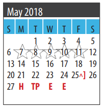 District School Academic Calendar for Galveston Co Detention Ctr for May 2018
