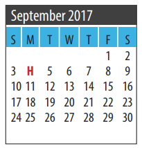 District School Academic Calendar for Bay Colony Elementary School for September 2017