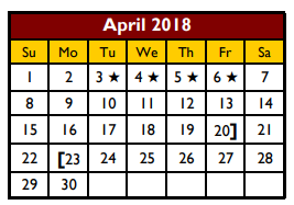 District School Academic Calendar for Stainke Elementary for April 2018