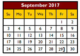 District School Academic Calendar for Hidalgo Co J J A E P for September 2017