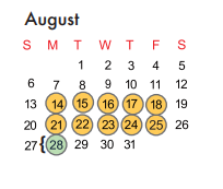 District School Academic Calendar for P A C E School for August 2017