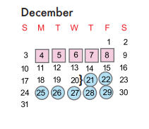 District School Academic Calendar for P A C E School for December 2017
