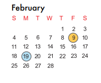 District School Academic Calendar for P A S S Learning Ctr for February 2018