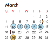 District School Academic Calendar for Grace R Brandenburg Intermediate for March 2018