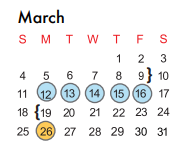 District School Academic Calendar for Hyman Elementary for March 2018