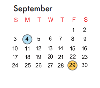 District School Academic Calendar for P A C E School for September 2017