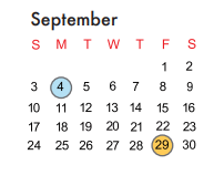 District School Academic Calendar for P A S S Learning Ctr for September 2017