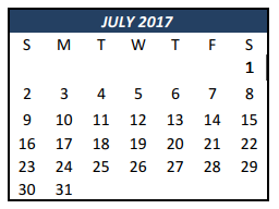 District School Academic Calendar for Alter Discipline Campus for July 2017