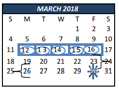 District School Academic Calendar for Saginaw High School for March 2018