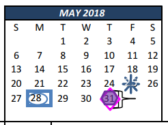 District School Academic Calendar for Creekview Middle School for May 2018