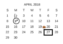 District School Academic Calendar for Pecan Valley Elementary School for April 2018