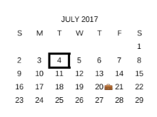 District School Academic Calendar for East Central Dev Ctr for July 2017