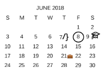 District School Academic Calendar for Legacy Middle School for June 2018