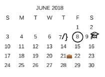 District School Academic Calendar for Bexar Co J J A E P for June 2018