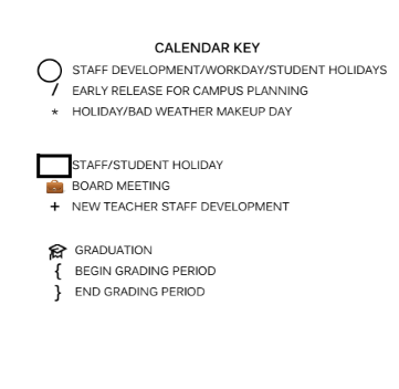 District School Academic Calendar Legend for East Central Dev Ctr