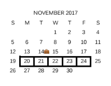 District School Academic Calendar for East Central Dev Ctr for November 2017