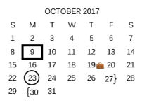 District School Academic Calendar for Legacy Middle School for October 2017