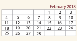 District School Academic Calendar for Alternative Center for February 2018